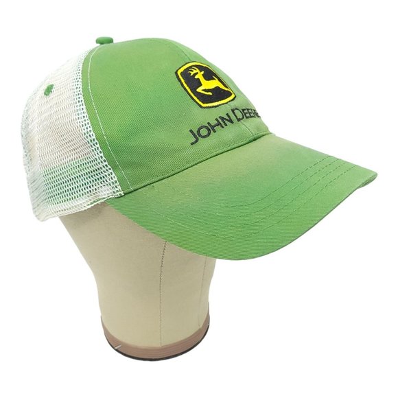 John Deere Patch Logo Mesh Strapback Cap Trucker Farmer Baseball Hat - Picture 3 of 12